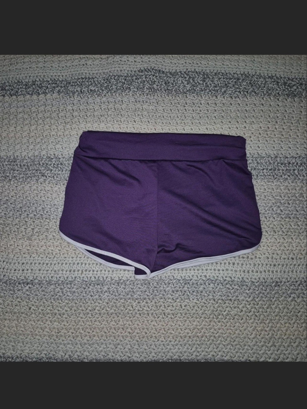 Plum Purple Athletic Shorts with White Trim